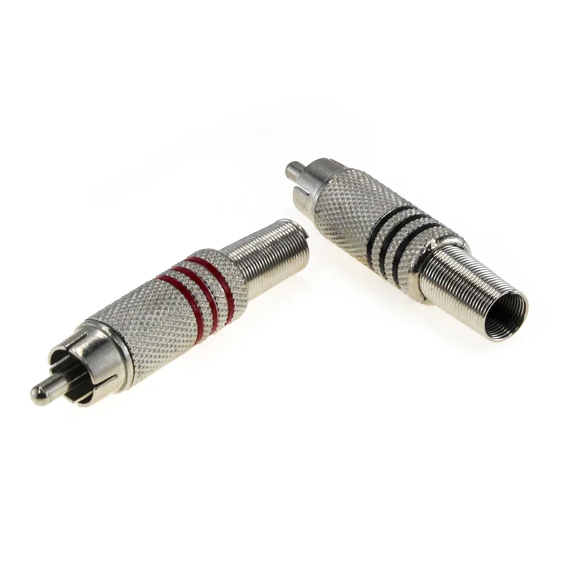 6/10 Stuks Rca Rood En Zwart Hybrid Av Stekker Connector Metalen Nikkel Shell Stereo Video Audio Plug Channel Connector