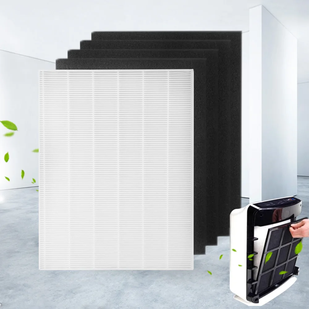 4 قطع من أجزاء تنقية الهواء من الكربون المسبق وقطعة واحدة من فلتر HEPA الرئيسي لـ Winix 115115   5300 5500 6300