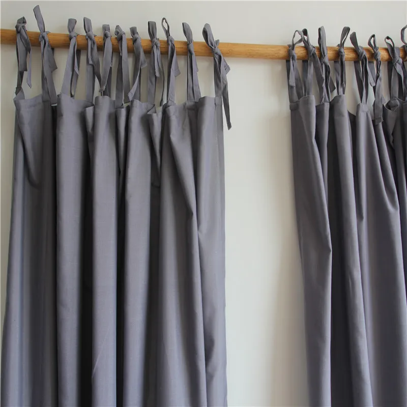 

Grey Semi-blackout Curtain for Living Room Bedroom, Custom Solid Color Ties Up Gray Window Drapes, Easy Install Home Deco Fabric