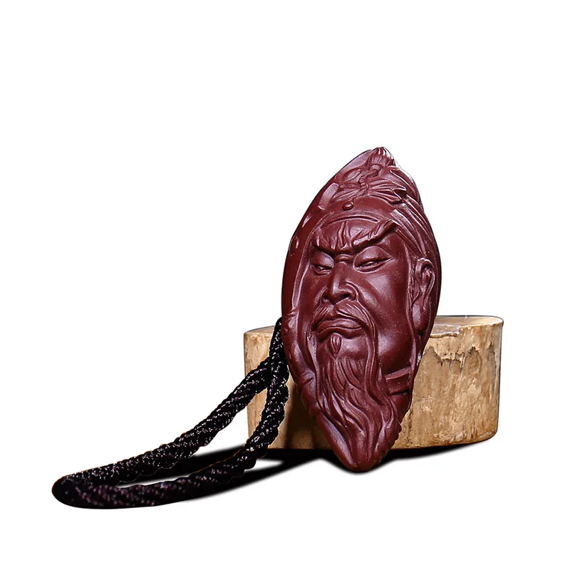 |yixing undressed ore purple sand tea pet dharma manual sculpture tea tea furnishing articles guan yu hand put pieces