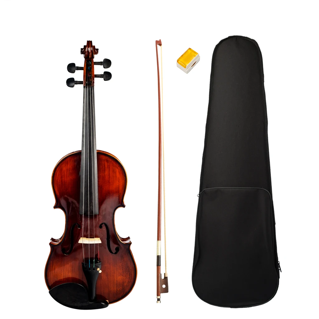 

4/4 Solidwood Acoustic Violin Set Ebony Fretboard Tailpiece W/ Canvas Case+Brazilwood Bow+ Rosin+ Bridge