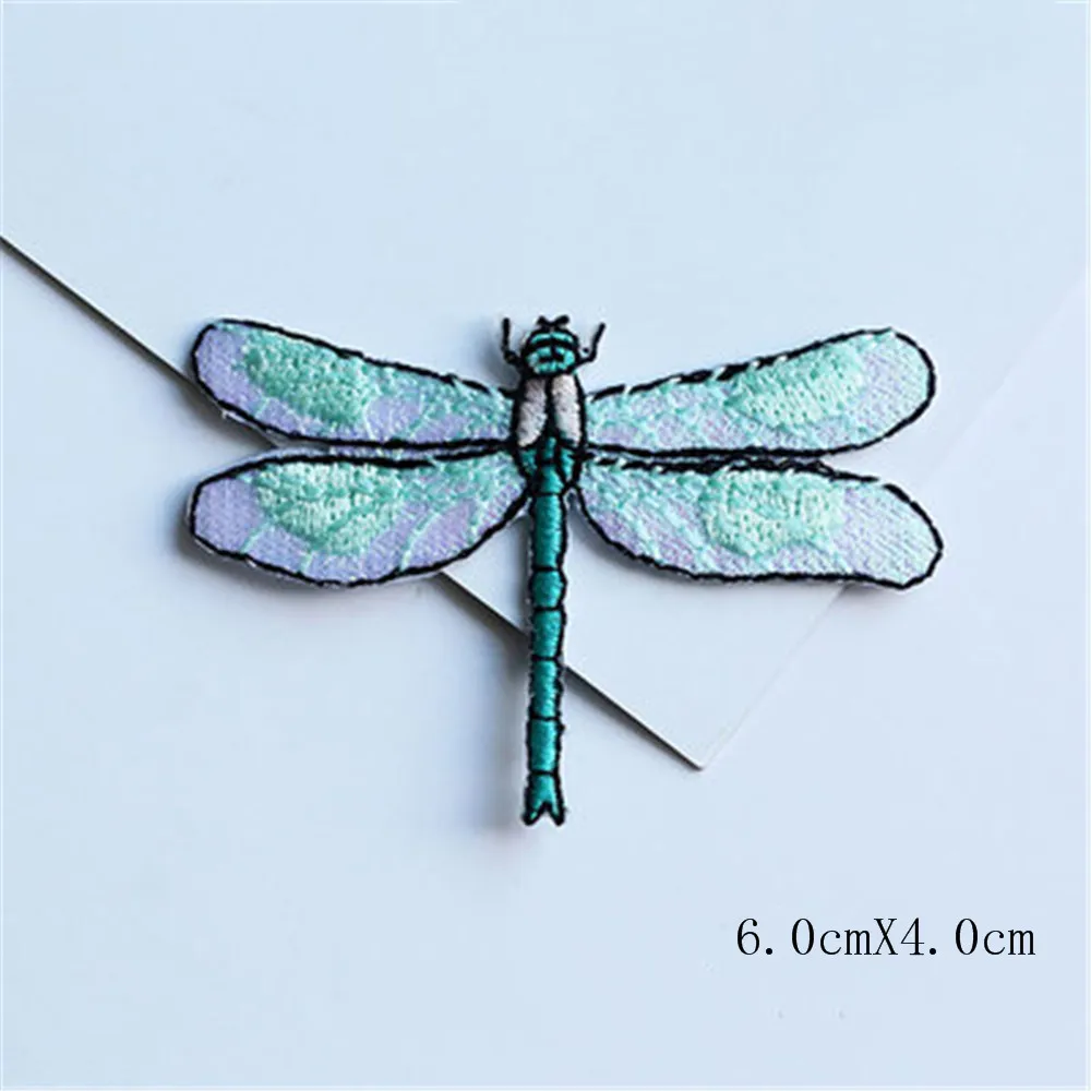 MAXSIN FUN 1 Pc High Quality Embroidery Color Dragonfly Sticker Animal Patches Iron On Clothes Bag Jeans Decoration DIY Applique