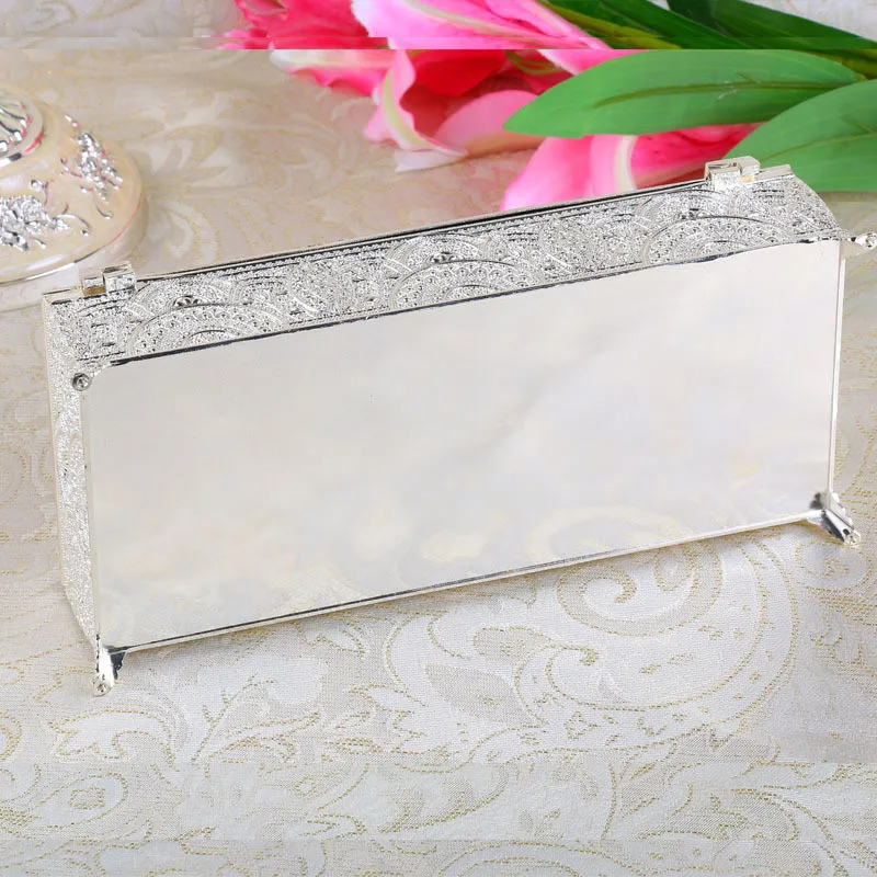 Vintage Metal Rectangular Jewelry Storage Box For Necklace Treasure Chest Organizer Antique Jewelry Keepsake Gift Box Case