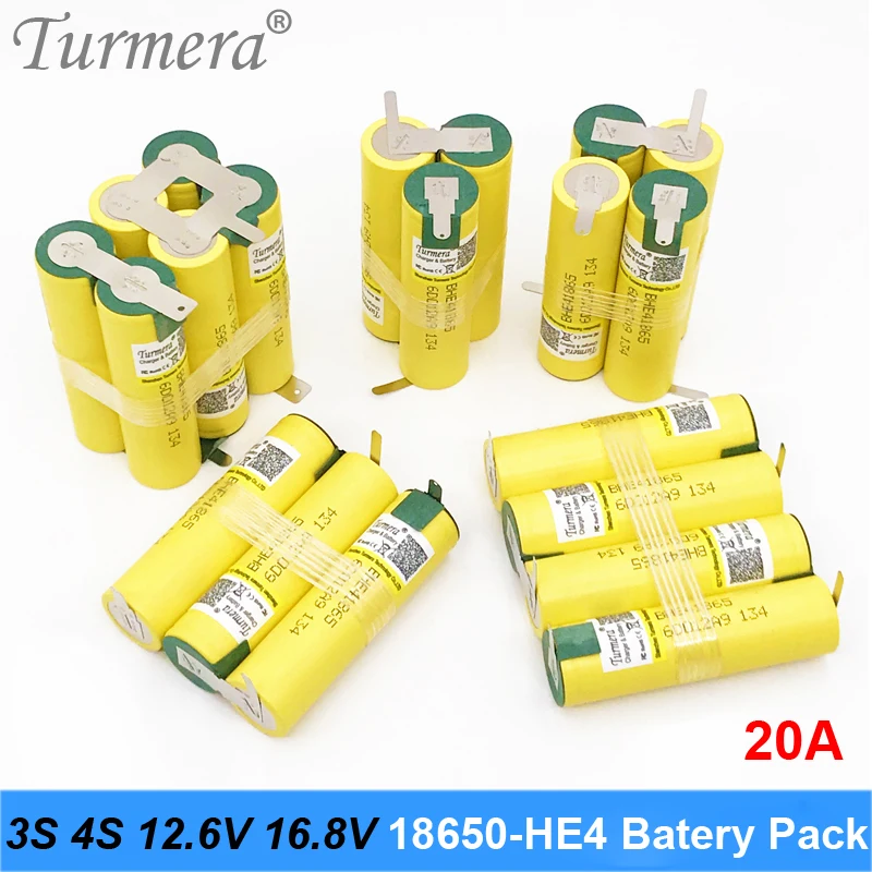 

NEW Original 3S 12.6V 4S 16.8V Battery Pack 18650 HE4 2500mah 20A Discharge Current for shura screwdriver battery (customize) AP