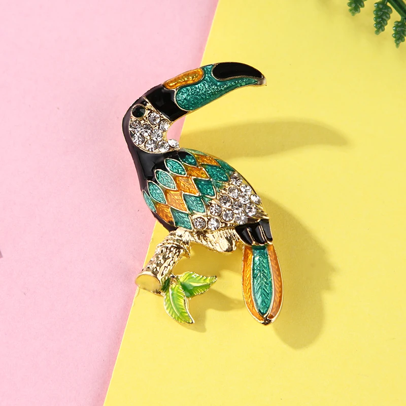 Women Enamel Crystal Brooch Pins Bird Phoenix Owl Swallow Woodpecker Brooches Jewelry Fashion Wedding Party Best Gift