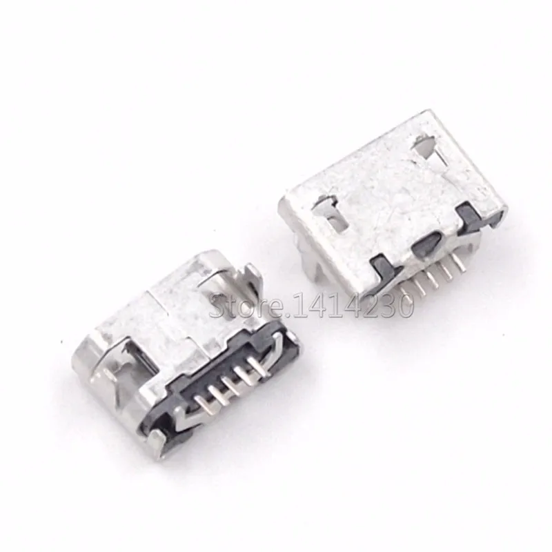 10Pcs Micro USB 5pin Ox Horn Female usb Socket Flat 4pin Socket Mini usb Connector