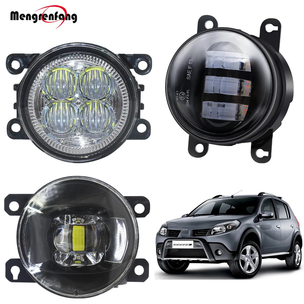 2 X Car Front Bumper Fog Light Assembly For Renault Sandero Stepway Hatchback 2008-2015 LED Fog Lamp Daytime Running Light DRL