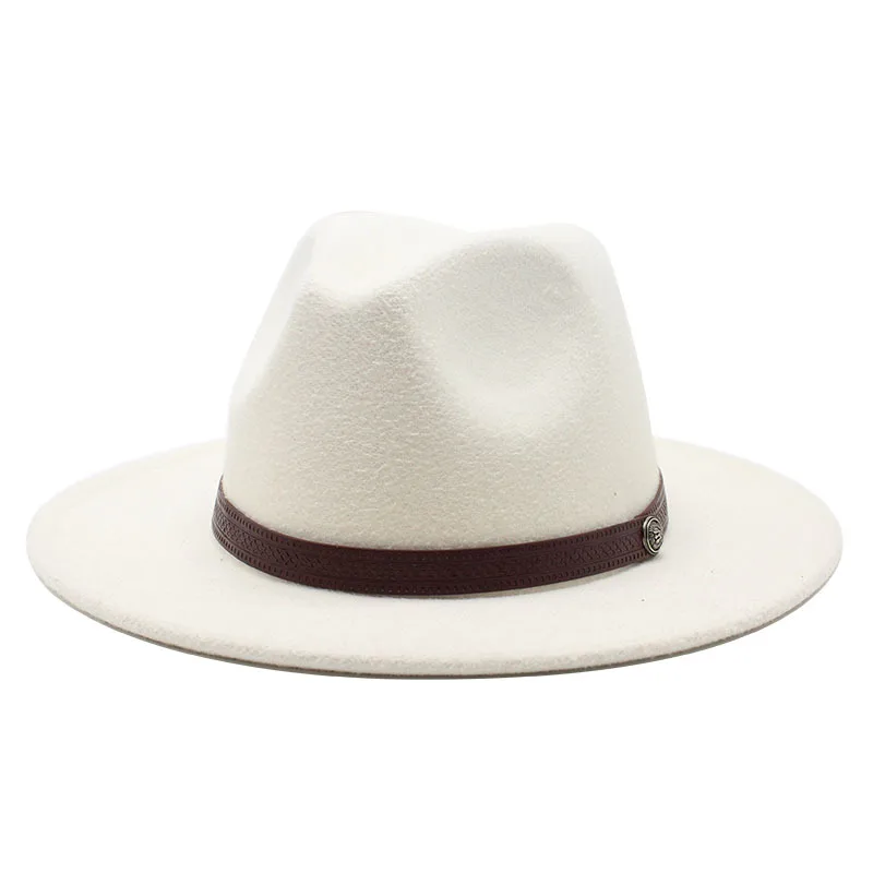 

Unisex Panama Wool Felt Fedora Hats with Ribbon Decoration Fashion Flat Brim Jazz Formal Top Hat Bowler Hat Derby for Men Women