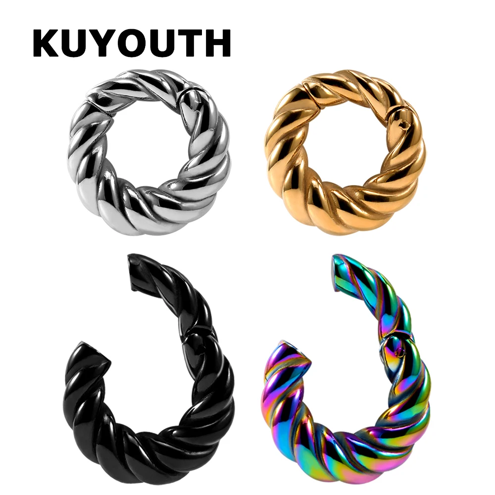 KUYOUTH 2 SZT. Stal Nierdzewna Konopny Kwiat Magnetyczne Obciążniki do Uszu Rozpychacze Kolczyki Magnetyczne Biżuteria do Ciała