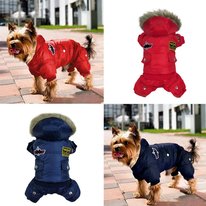 Winter Warm Dog Clothes Fleece Dog Coat Pet Hooded Jumpsuit For Small Medium Dog Cats Super Thicken Dog Jacket Pet Overalls