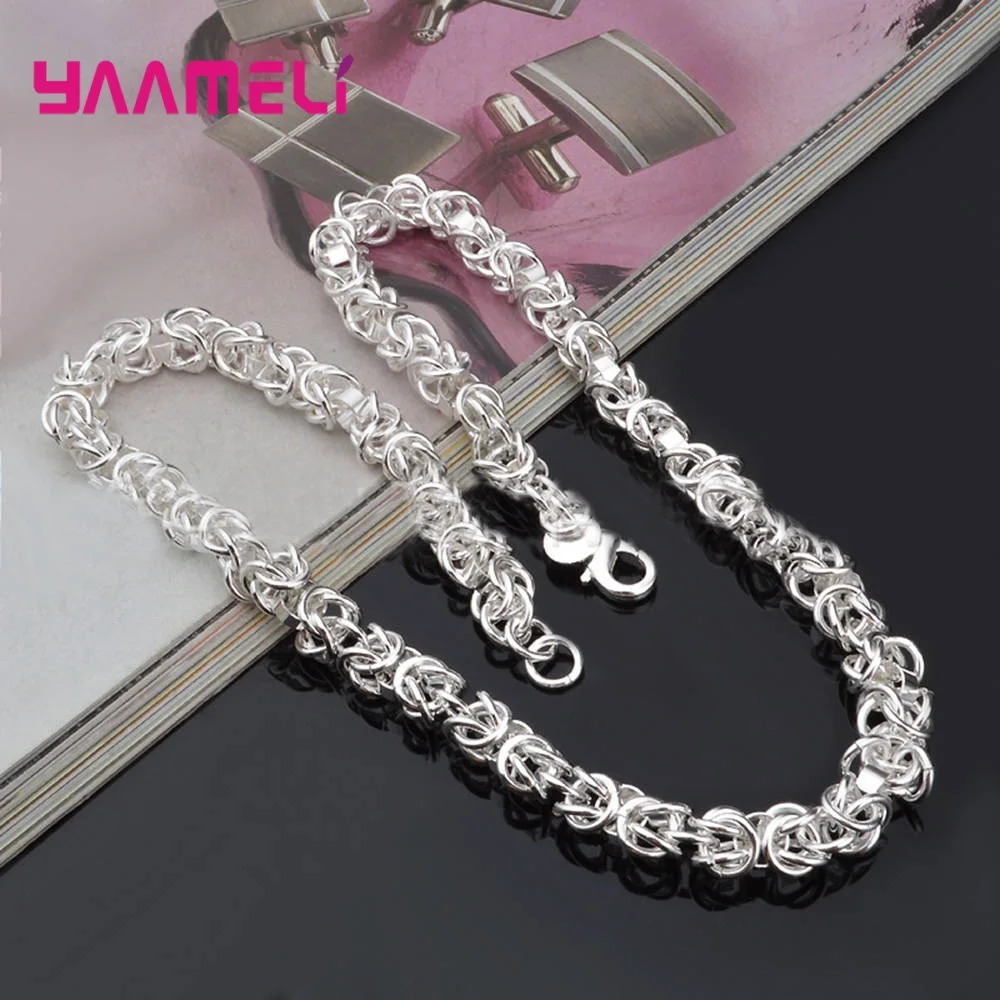 Personality 925 Sterling Silver Link Chain Necklace For Women Men Fashion Hip-Hop Birthday Gifts Jewelry Top Brand Cuban Choker