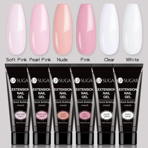 Imagen 2 del producto UR SUGAR-Kit de Gel de extensión de Gel UV acrílico para uñas, Color de brillo desnudo, esmalte de uñas de Gel de construcción rápida, todo para manicura, diseño artístico de uñas