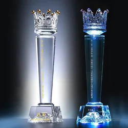 Creative Crown Crystal Trophy, Custom Lettering Honor, Competition Award, Children Memorial Trophy, Gift Decoration, 1Pc