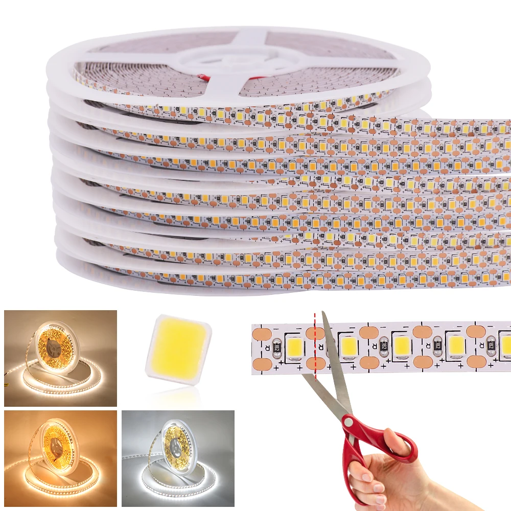 

10M DC24V LED Strip Lights SMD2835 120Leds Super Bright RA80 IP21 Non Waterproof Flexible Tape Diode Rope No Voltage Drop Ribbon