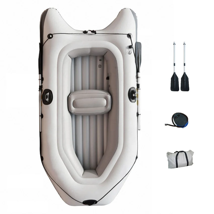 

Inflatable Kayak Boat Fishing Rowing PVC Boat Dinghy Raft Max Load 185kg for 2-3People with Paddle Foot Pump Storage Bag Cushion