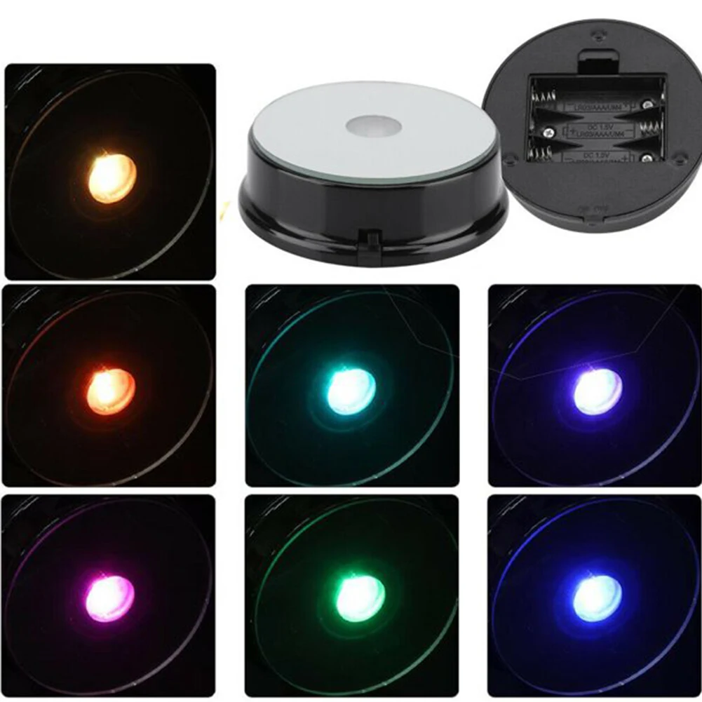 Base rotonda colorata a 2 LED con Base luminosa per esposizione di oggetti trasparenti in vetro cristallo da Cocktail per regalo romantico