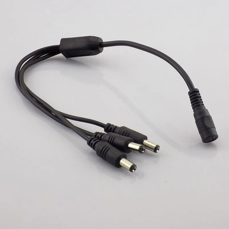 Cable de extensión divisor de 1 hembra a 3 vías macho para accesorios de cámara CCTV, fuente de alimentación CC, 12V Pigtail L19, 2,1x5,5mm, 50 Uds.