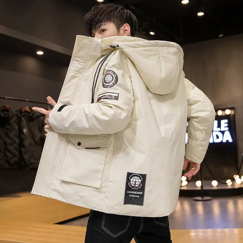 2022 Winter Men Thick Hood Down Parkas Man's Coat Winter Male Jacket Casual Warm Puffer Jacket Brand Pocket Hat Parkas Outwear