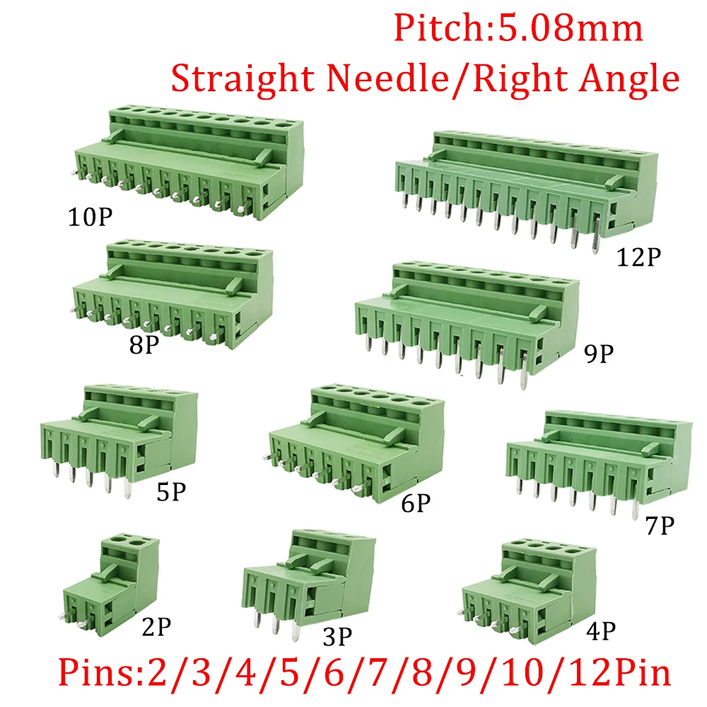 10/5 Pairs Pitch 5.08mm Terminal Block Connector 2EDG 5.08mm 2-12 Pin Pcb Screw Connector Terminal Block 2EDG Socket PCB	Screw