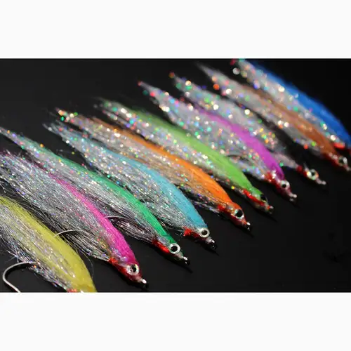 Imagen 2 del producto Tigofly 10 Uds 10 colores 1/0 4cm anzuelo de alto carbono Holo plata salmón trucha lubina Steelhead Minnow moscas de pesca con mosca juego de señuelos