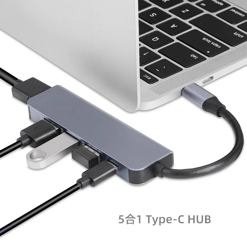 Convertidor de 5 puertos tipo c hub a HDMI + 3 x USB3.0 + PD USB C, estación de acoplamiento, hub multifuncional de 5 puertos, adaptador para MACBOOK PC