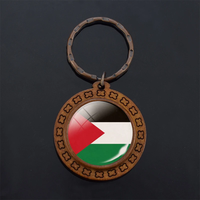 The State of Palestine Flag Keychain Souvenir Glass Dome Palestinian Flag Keyring Trinket Jewelry