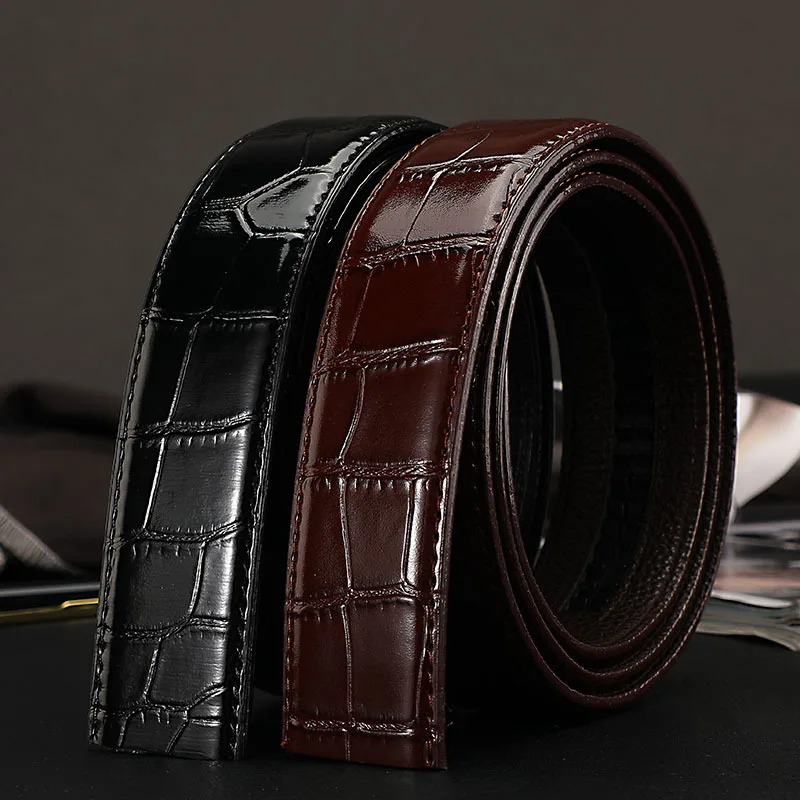 

115 120 125cm New Design Men Cowhide Belt Headless Automatic Buckle Unbuttoned Animal Pattern Fashion Bandwidth 3.5cm Gift