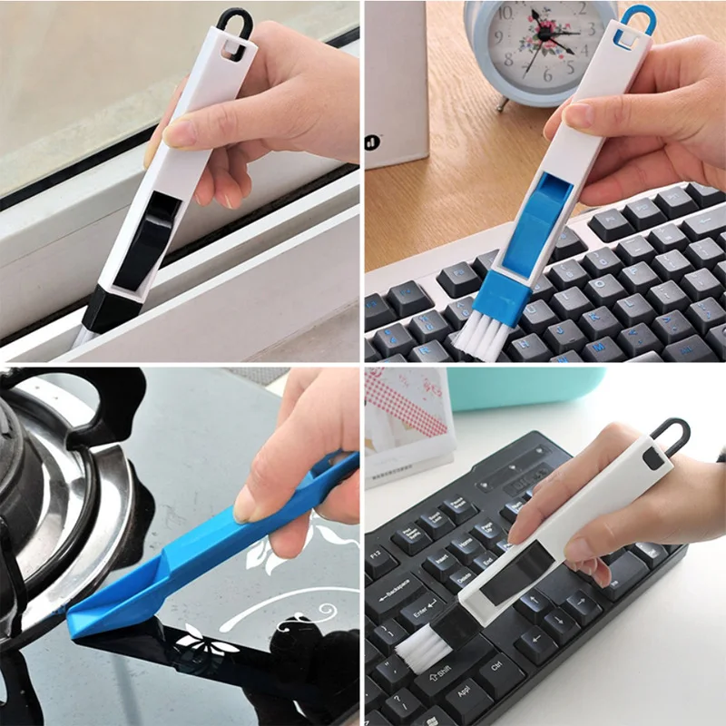 Portable Two-in-one Cleaning Brush Multifunctional Door and window Keyboard Groove Cleaner Dust Shovel Window Rail Cleaning Tool