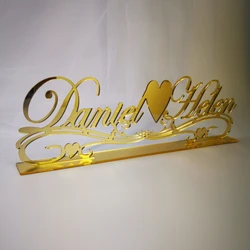 Custom wedding table centrepieces sign Personalized Mirror Rose Gold Silver Name for Table Decor Acrylic Tableshow Wedding Decor
