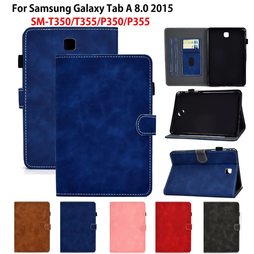 Case For Samsung Galaxy Tab A 8.0 SM-T350 SM-T355 SM-P350 SM-P355 T355 P355 Cover Coque Funda Tablet Soft Shockproof Flip Shell