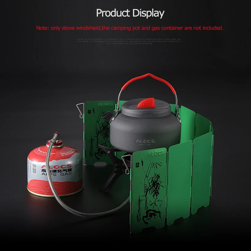 Alocs CS-B05 Outdoor Stove Windshield Aluminum Alcohol Gas Stove Windscreen Camping Picnic Cooker Wind Shield 9 Folding Plates
