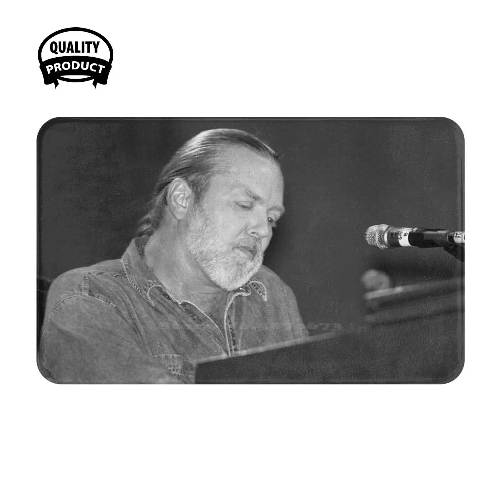 Gregg Allman - Band - Black And White Photograph Soft Cushion Home Carpet Door Mat Car Rug Musician Gregg Allman Performing On