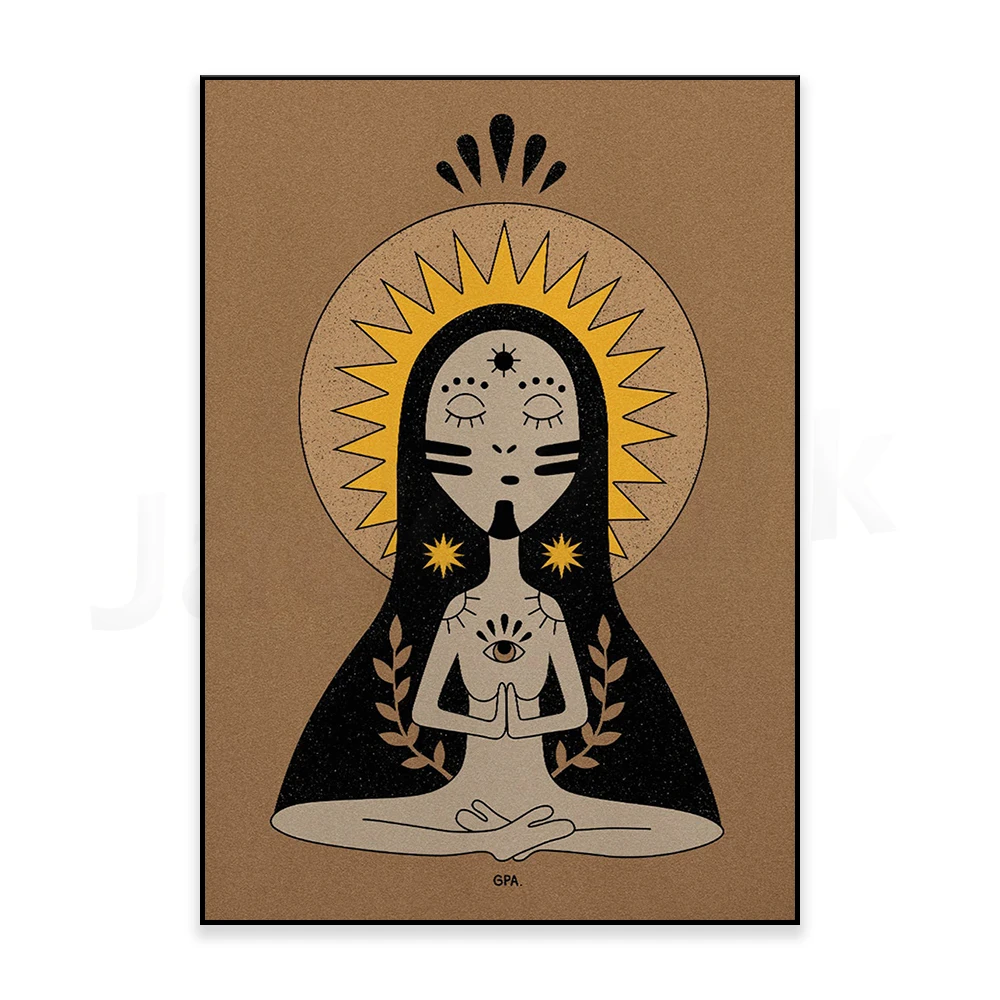 Sun Goddess Print, Boho Sun Print, Celestial Decor Sun, Witchy Wall Decor, Boho Prints, Eye Print, Magical Girl,Under The Stars