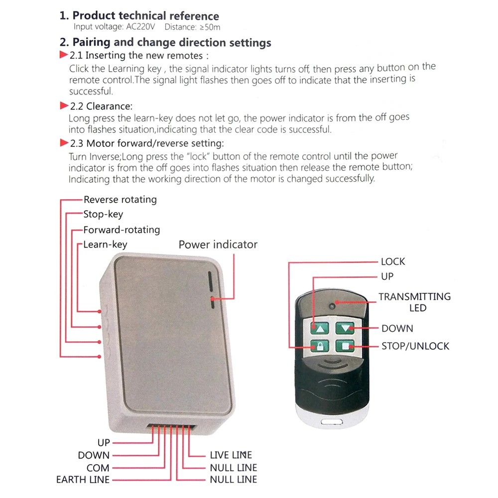 433Mhz Universal Remote Control Switch Smart Controller For The Garage Door Receiver Transmitter Rolling Shutter Tubular Motor