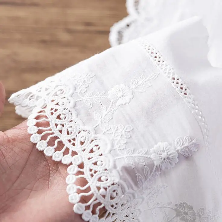 15cm Wide 1/2/3Yds/lot Eco-friendly 100% Cotton Embroidery Lace Fabric Wave Cutout Lace Trim DIY Sewing Accessories X023