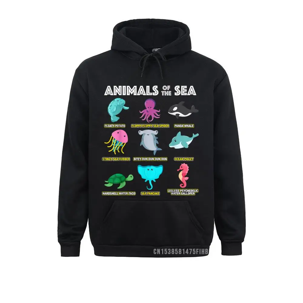 Animals Of The World Sea Creatures Funny Ocean Humor Meme Hoodie Funny Young Sweatshirts Hoodies Normal Sportswears