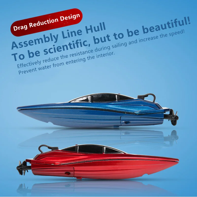 Mini barco portátil con Control remoto y cambio de velocidad de una tecla, 12 minutos, accionamiento de Motor Dual, casco impermeable, advertencia de baja potencia, modelo de barco RC