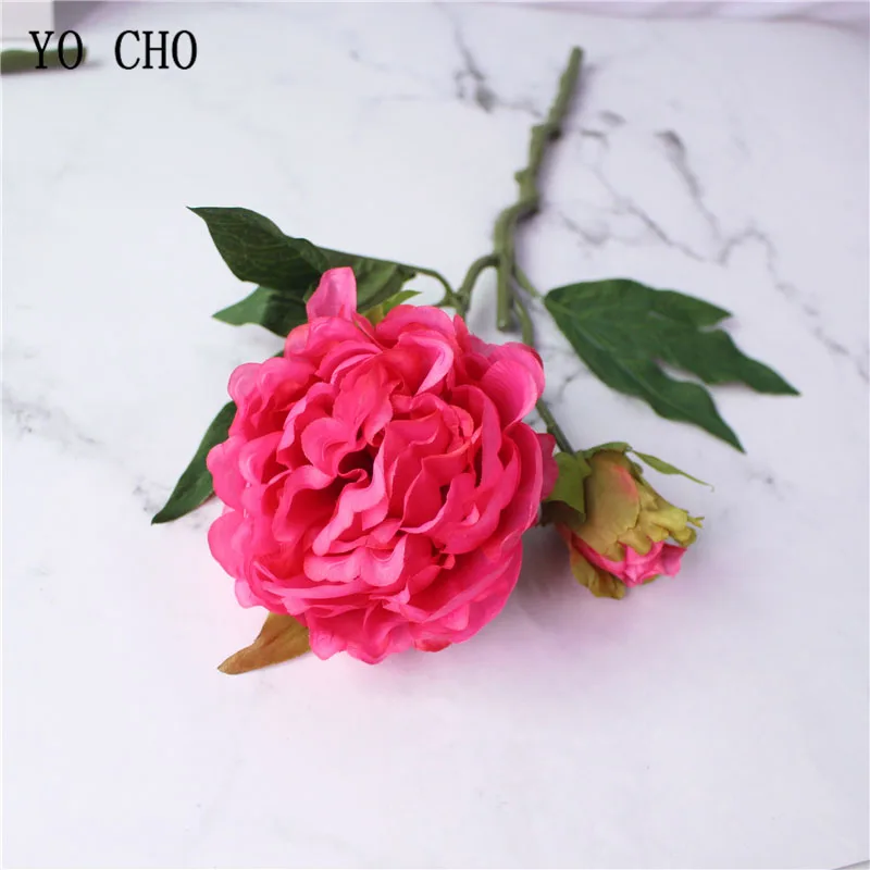 YO CHO – Bouquet de pivoines artificielles en soie, fausses fleurs, pour demoiselle d'honneur, rose, blanc, pour décoration de fête à domicile, pour Center de Table, à faire soi-même