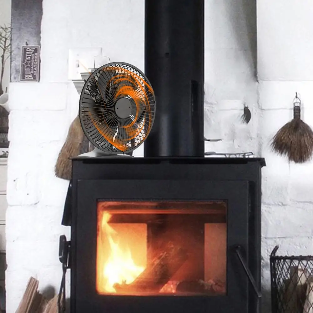 6 Blade Black Stove Fan Silent Efficient Heat Distribution Winter Fireplace Fan Log Wood Burner Ecofan Heat Powered Fireplace