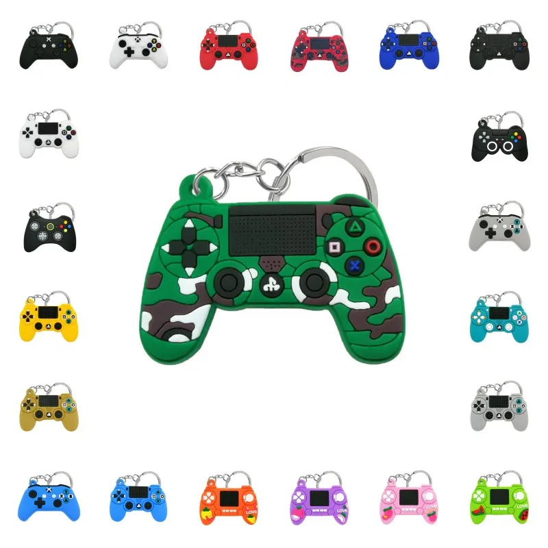 50PCS PVC new design keychain lovely game machine key ring mini cute cartoon Gamepad Joystick key holder fit men keys trinkets