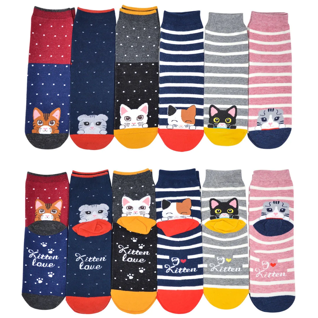 Crew Socks Women\'s Tube Socks Cotton Korean Cartoon Kawaii Pink Popular Casual Fashion Anime Big Ear Dog Cute Kawaii Cat Socks