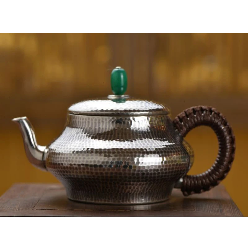 

Silver pot 999 sterling silver handmade tea set Japanese retro teapot kettle home tea ceremony Kungfu tea set 180ml