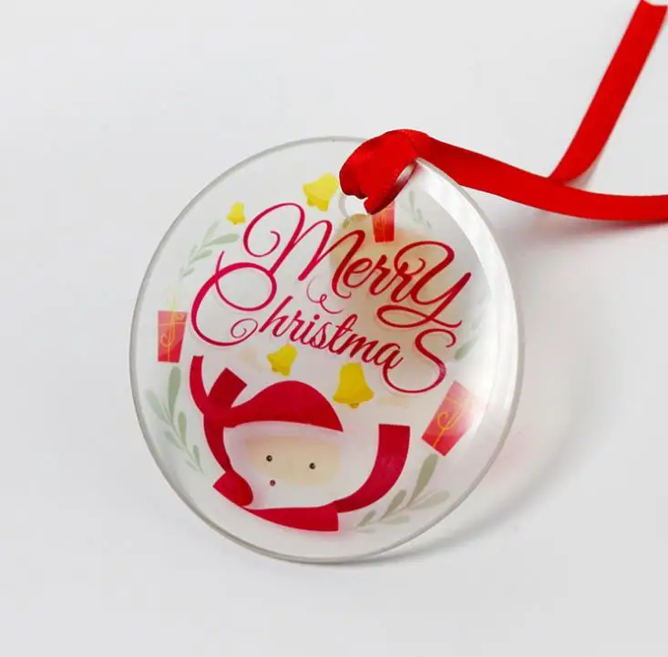 

Glass Pendant Sublimation Christmas Ornament 3.5inch Single Side Thermal Transfer Ornament Festival Decor Custom Pendant SN