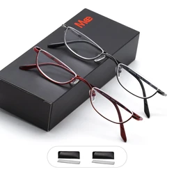 Meeshow 2pairs Stainless Steel Reading Glasses Woman men Half Rim Moon Glasses slim reader +1.25 +1.75 +2.25 +3.5 T0340