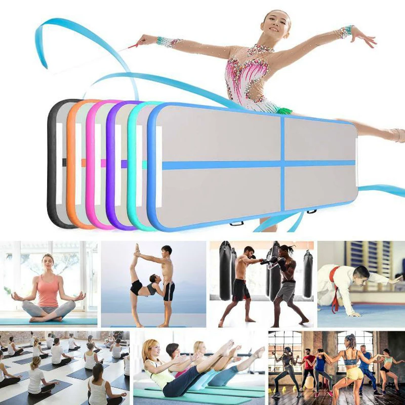 

Hot Sale 3M Gymnastics Mat For Tumbling Double Wall Fabric Inflatable Air Track Mat With Pump Home Use Air Floor Yoga Gym Mat