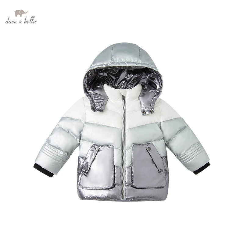 DB20039-K  dave bella winter baby boys 24M-13Y fashion  carton hooded down coat children 90% white duck down padded kids jacket