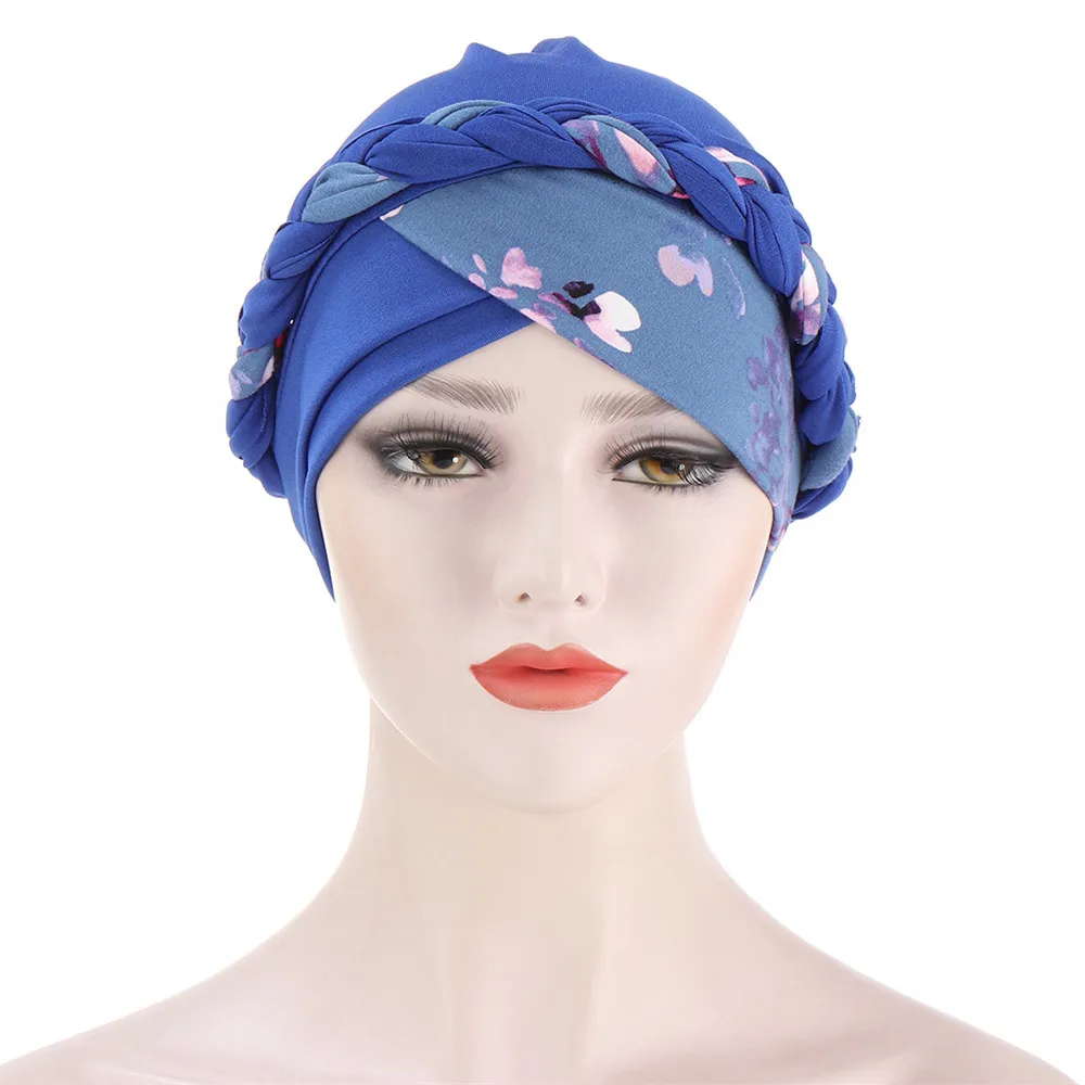 

Indian Leopard Muslim Women Hijab Hat Cancer Chemo Cap Braid Turban Headscarf Islamic Head Wrap Beanie Bonnet Hair Loss Cover