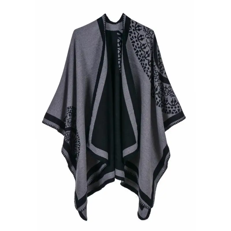 Flower Cardigant Sweater Women Autumn Poncho Long Design 2021 New Female Casual Chothing Capes Cloak for Women Cape Poncho