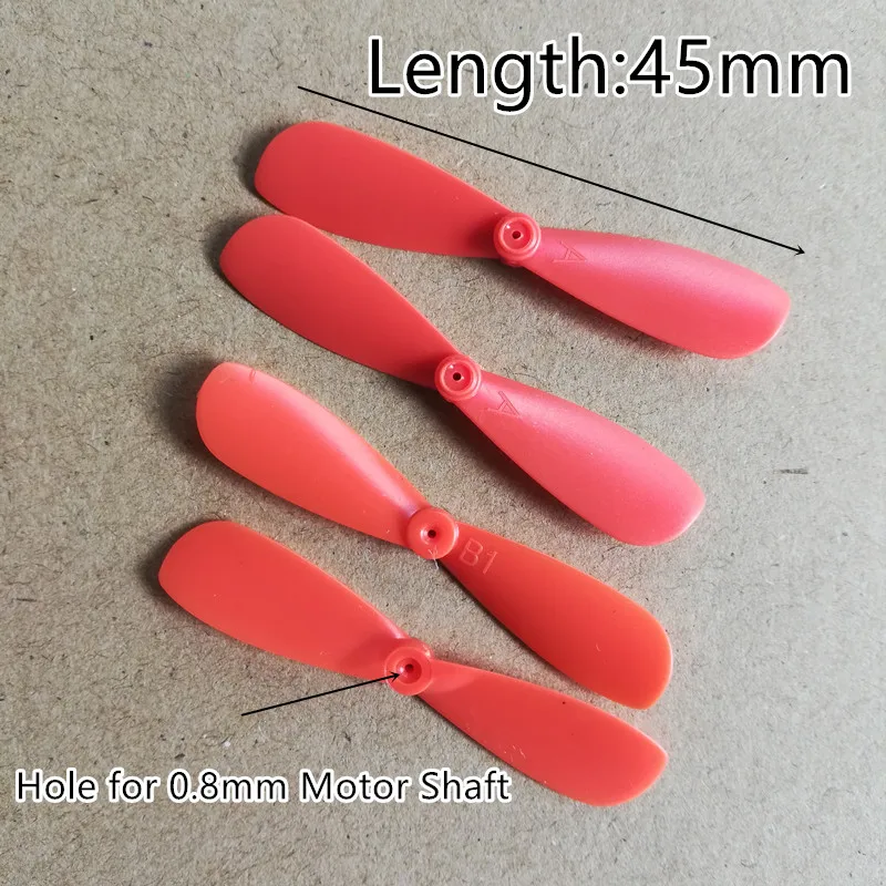 

2pairs CW CCW 2-Blade Propeller Aperture 0.75mm Length 45mm Paddle Black Orange Prop for 0.8mm Shaft 610 612 613 614 615 Motor