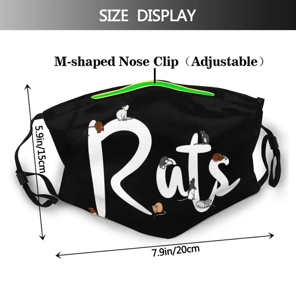 Rats Lettering Funny Print Reusable Pm2.5 Filter Face Mask Rat Rats Pet Rat Pet Rats Pet Pets Animal Animals Rodent Rodents